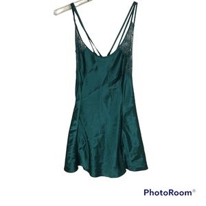 Victoria's Secret Y2K green satin and lace nighty lingerie dress